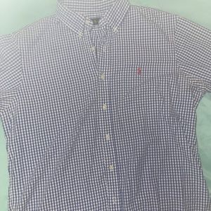 Sz L mens blue & white check polo ralph aLauren